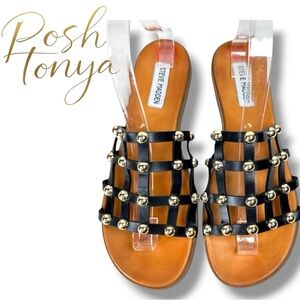 Steve Madden Beil Black Studded Slide Sandals Size 8.5 Summer Streetwear